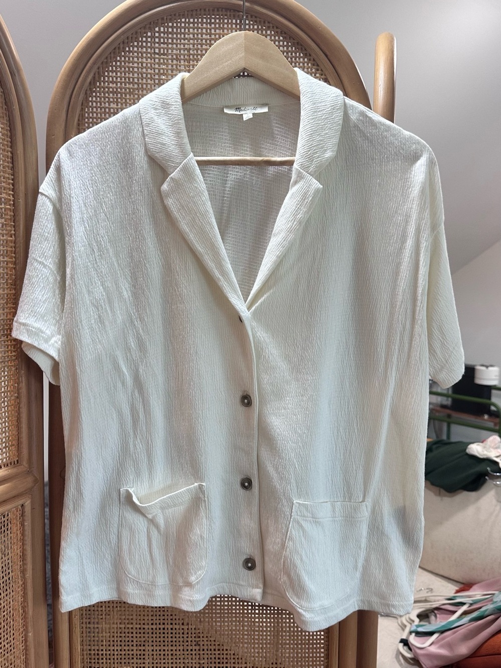 Madewell Cream Short-Sleeve Button Down Shirt